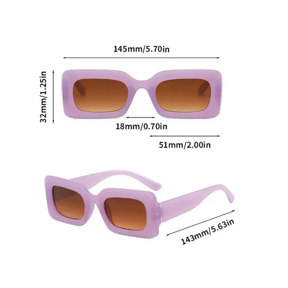 Trendy Vintage Style Blue-Tea Rectangle Sunglasses UV400 - Picture 4 of 5